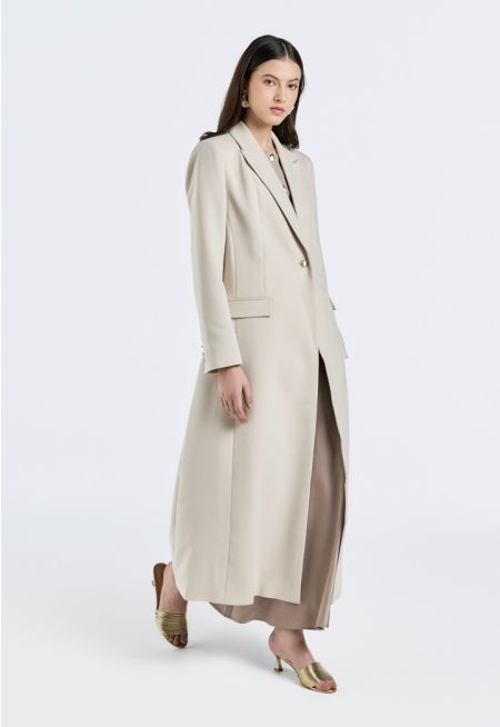 Solid Notched Collar Coat