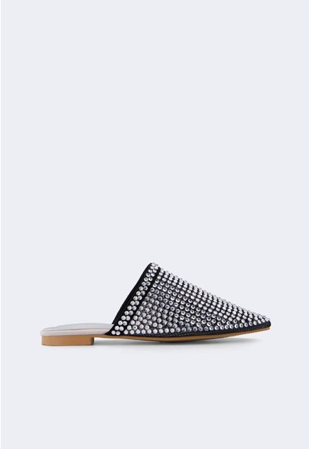 Crystal Embellished Mesh Mules