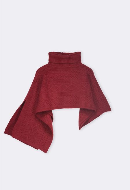 High Neck Cropped Poncho