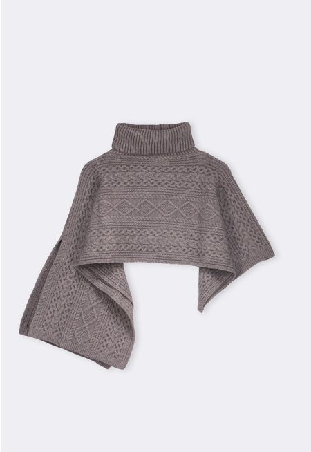 High Neck Cropped Poncho