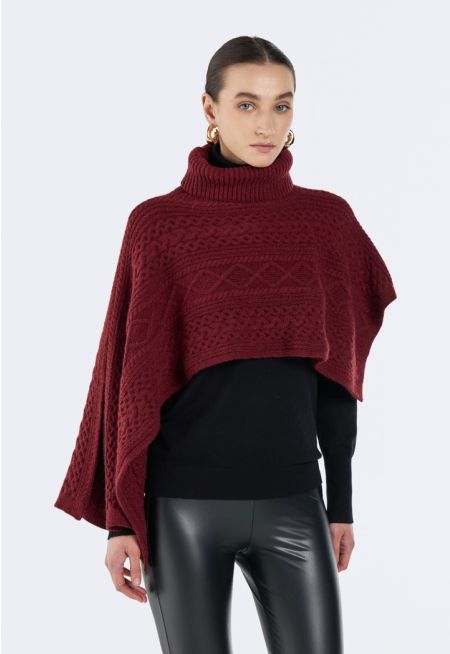 High Neck Cropped Poncho
