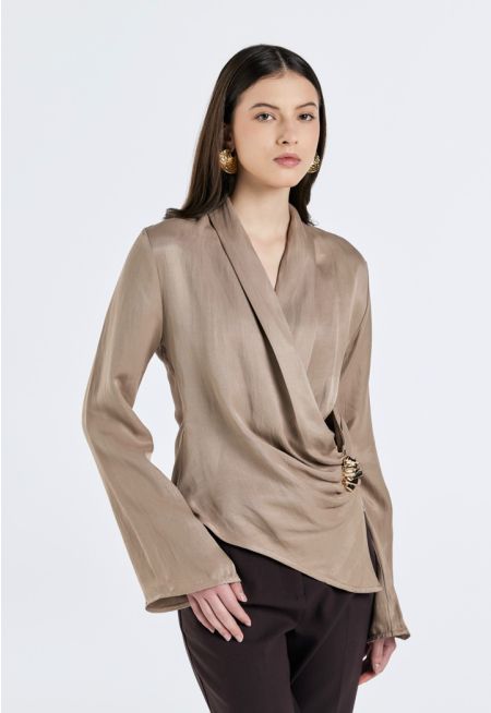 Solid Wrap Front Shirt