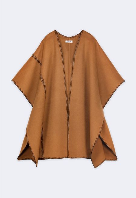 Solid Poncho with Stitches
