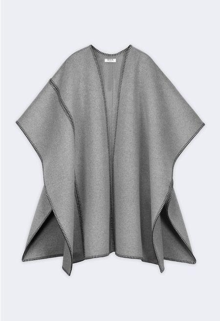 Solid Poncho with Stitches
