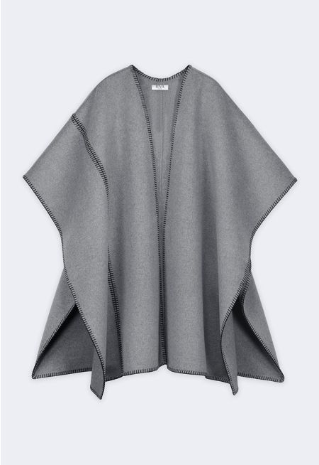 Solid Poncho with Stitches