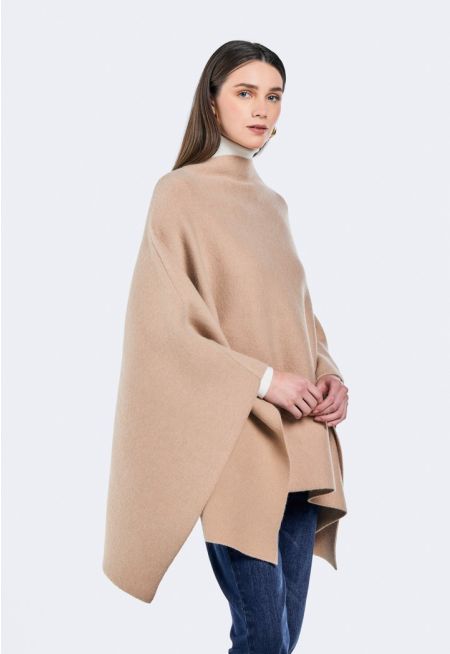High Neck Knitted Poncho