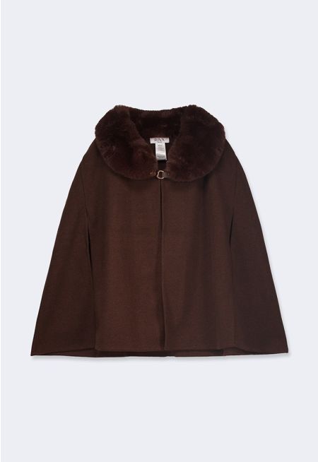 Faux Fur Neck Poncho