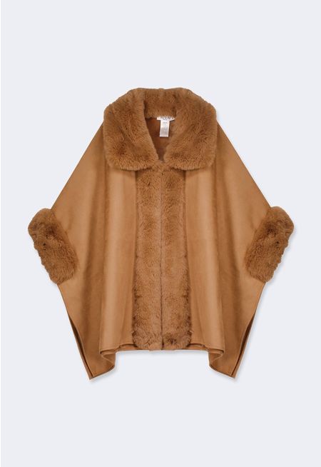 Faux Fur Suede Poncho