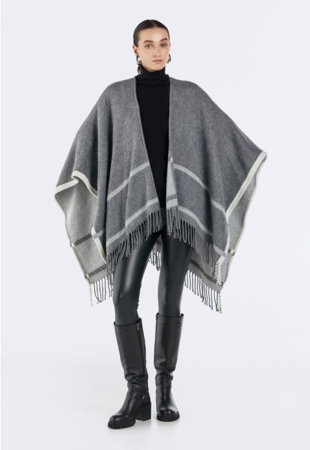Knitted Poncho with Tassels