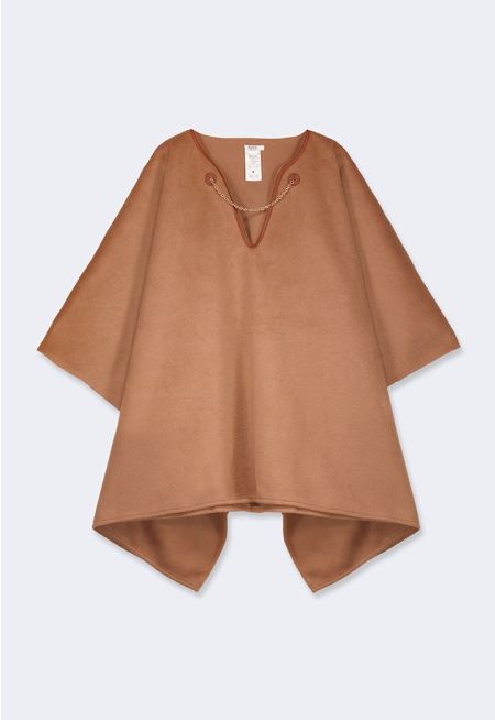 Chain Embellished Neck Poncho