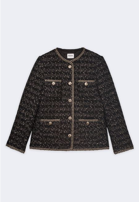 Sequin Embellished Tweed Jacket