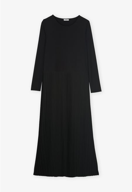 Pleated Hem Basic Dress