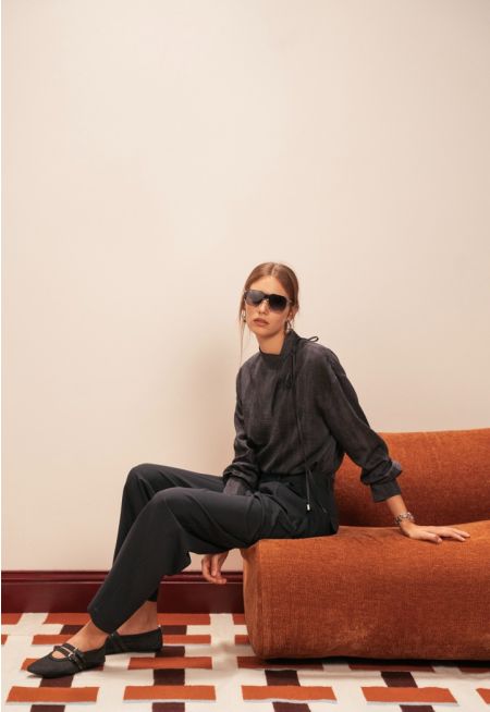 Tie Neck Textured Blouse (2 PCS)