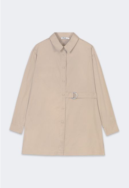 Solid Shirt With Attached Belt