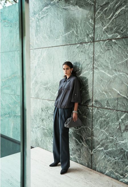 Solid Elastic Hem Jacket