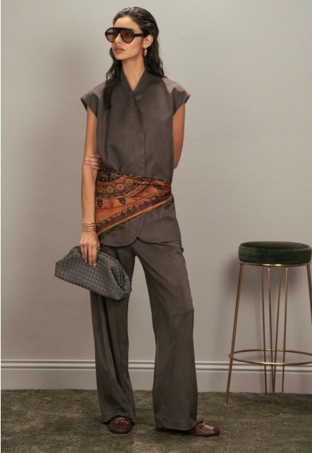 High Waist Suede Trousers