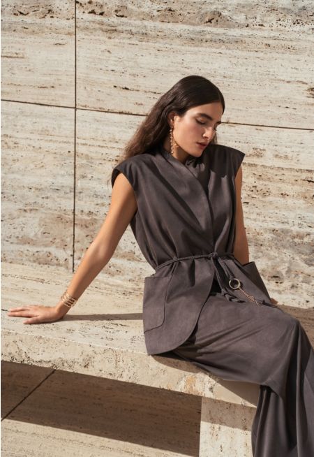 Suede Vest With Loop Belt