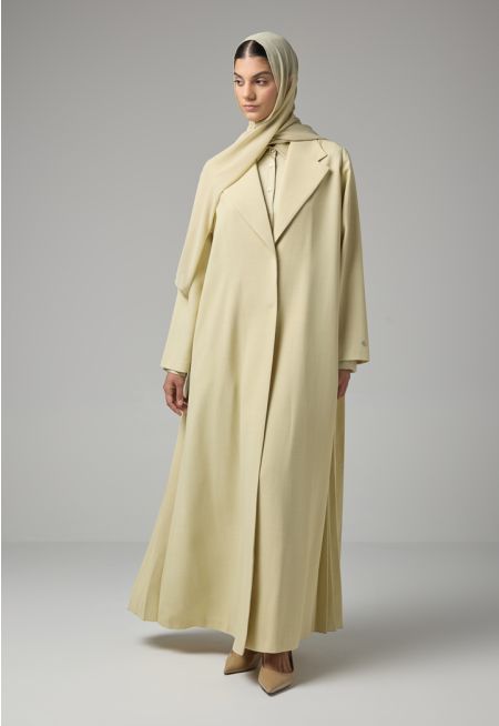 Notched Collar Solid Abaya With Hijab