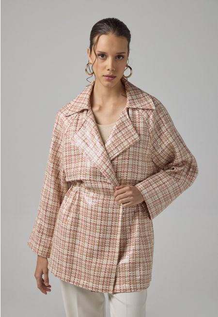 Long Sleeve Tweed Sequin Jacket