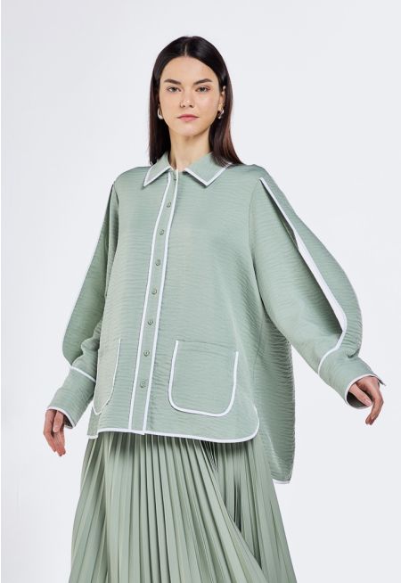 Crinkled Layered Sleeve Shirt