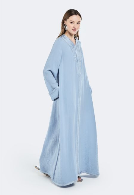 Crinkled Braided Trim Dress