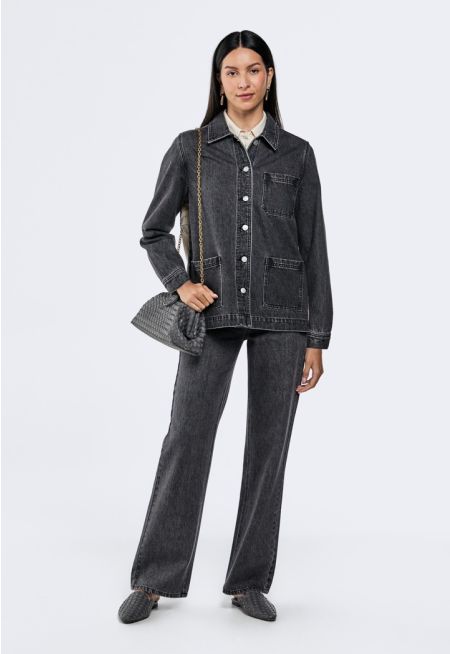 Solid High Waist Jeans