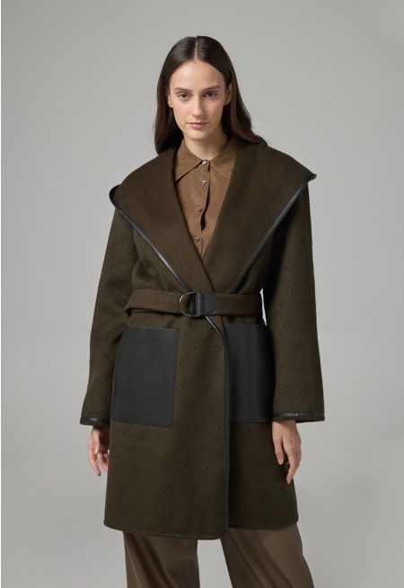 Reversible Monogram Long Sleeves Belted Jacket