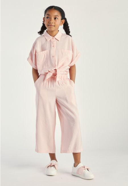 Tie Waist Shirt and Pants Set (2PCS)