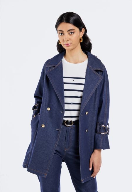 Double Breasted Denim Blazer