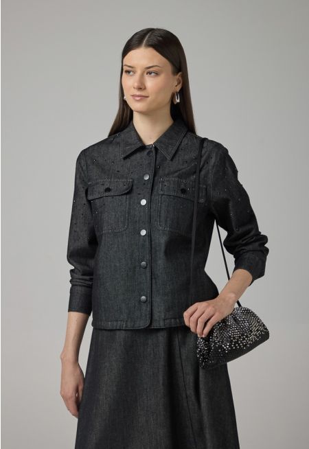 Crystal Embellished Denim Jacket
