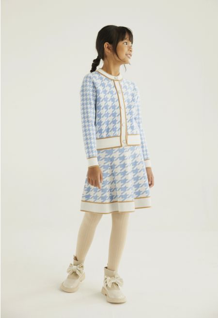 Houndstooth Jacket and Skirt Set (2PCS)