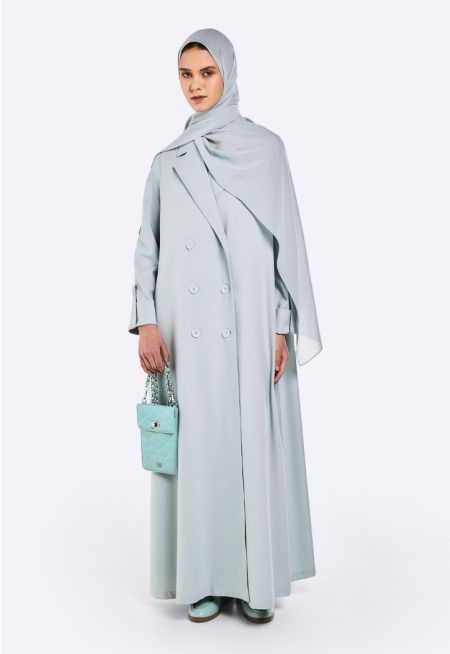 Double Breasted Blazer Abaya With Hijab (2 PCS)