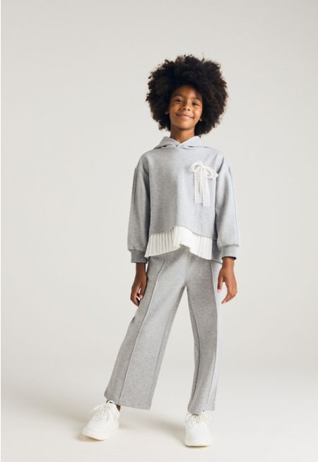 Solid Hoodie and Pants Set (2PCS)