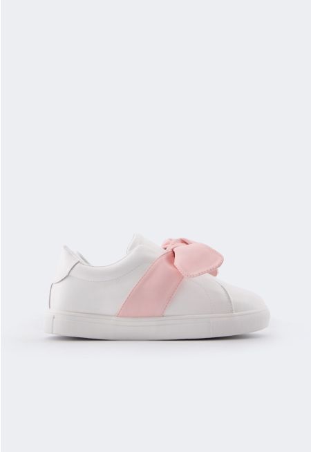 PU Leather Bow Sneakers