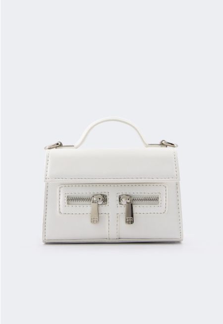 Zipper Embellished Handbag