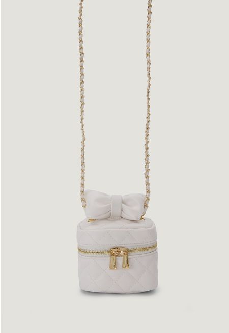 Bow Embellished Quilted Crossbody Bag