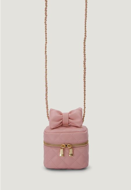 Bow Embellished Quilted Crossbody Bag