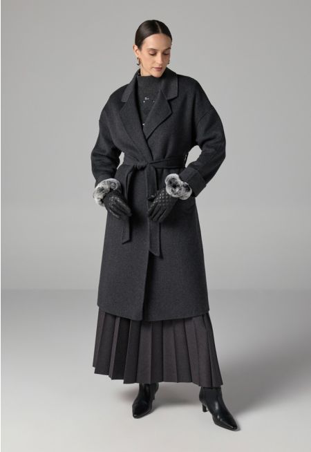 Solid Handmade Midi Belted Coat 