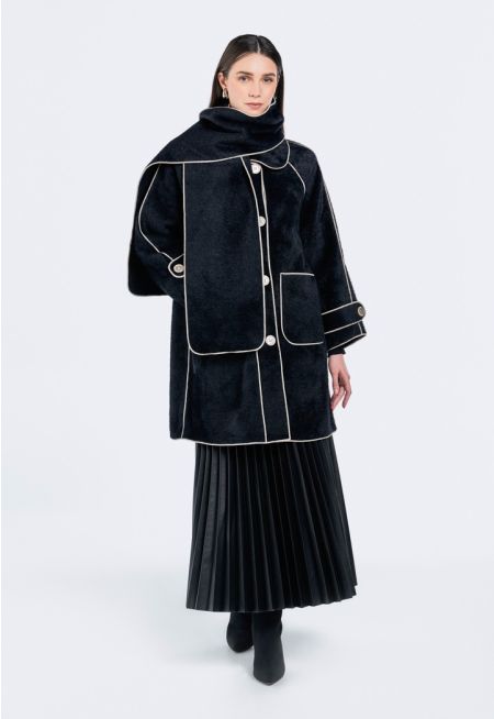 Contrast Faux Fur Jacket Combo (2PCS)