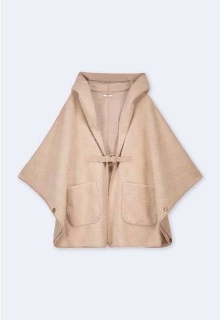 Checkered Faux Fur Poncho