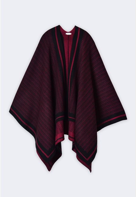 Contrast Knitted Poncho