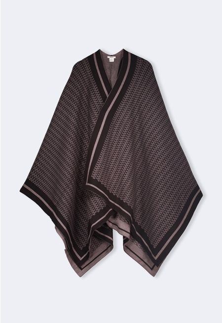 Contrast Knitted Poncho