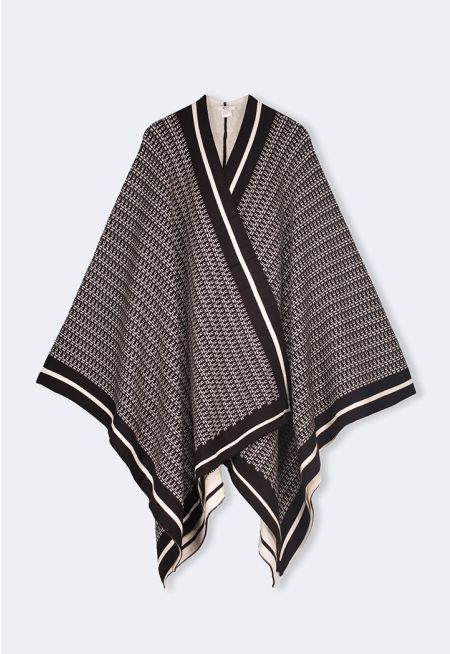 Contrast Knitted Poncho