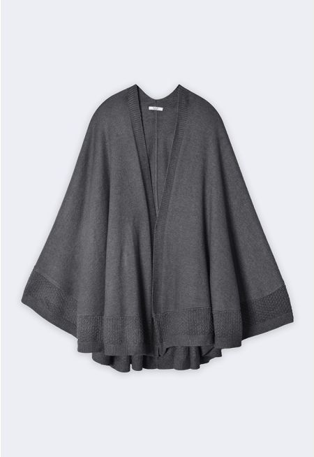 Textured Hems Knitted Poncho