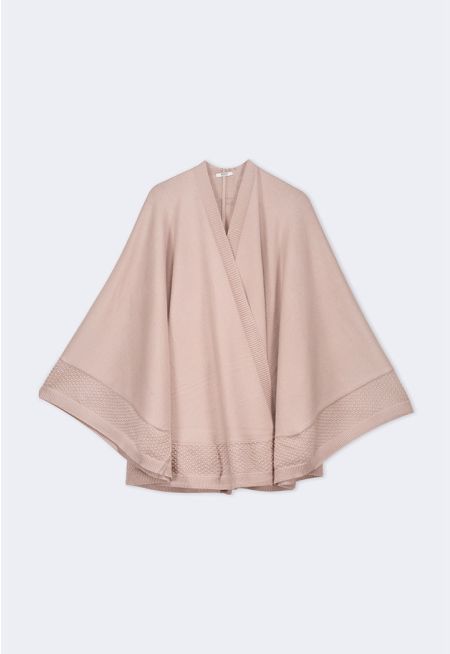 Textured Hems Knitted Poncho
