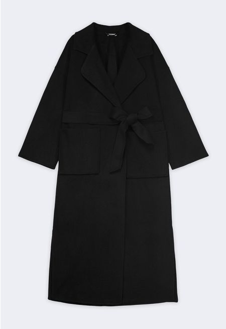 Notched Lapel Solid Coat
