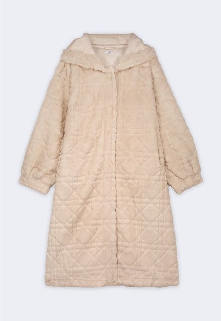 Long Hooded Faux Fur Jacket