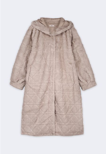 Long Hooded Faux Fur Jacket