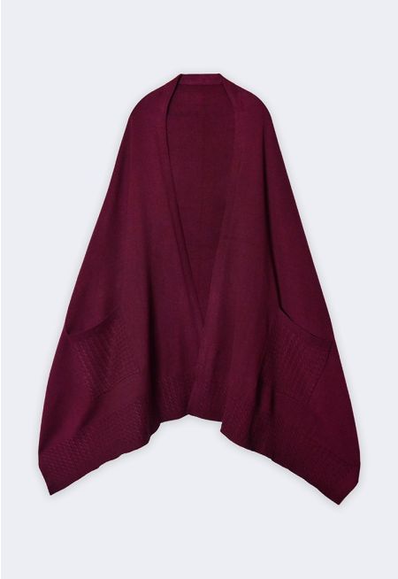 Pocket Details Winter Shawl