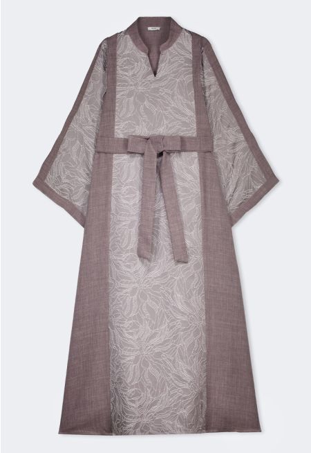 Embroidered Belted Maxi Dress